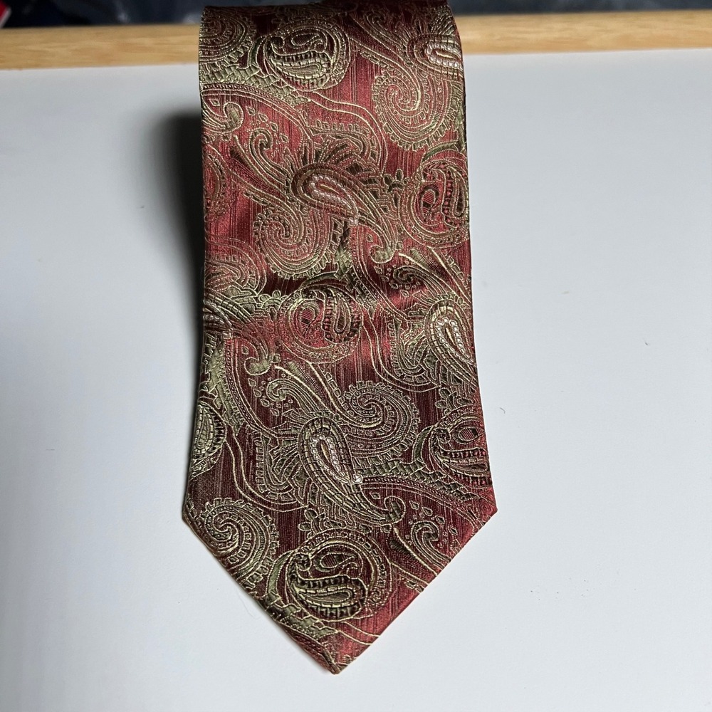 Peacock Mens‎ Burgundy Gold Paisley Handmade 100% Pure Silk Necktie